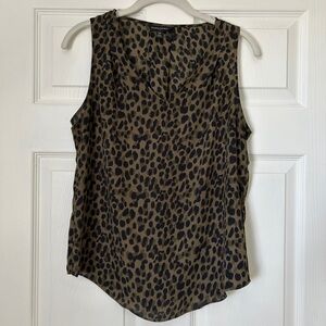 Banana Republic Factory Olive and Black Leopard Print Sleeveless V-Neck Camisole